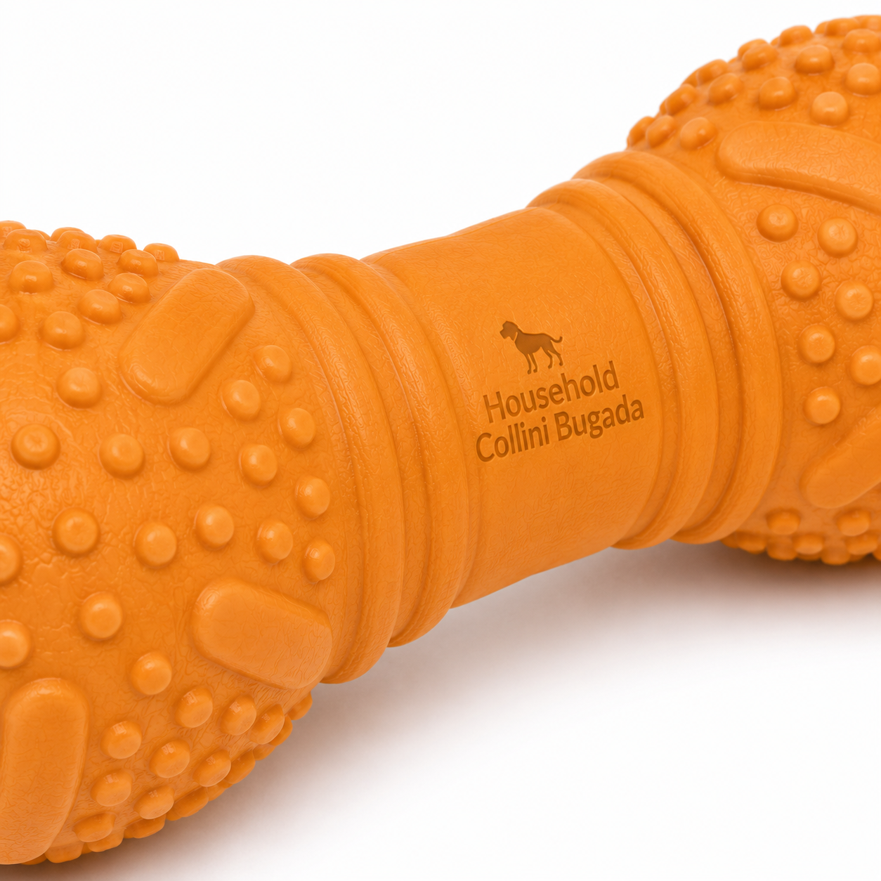 Household Collini Bugada Textured Dumbbell Dog Chew Toy – Durable Interactive Rubber Toy for Dogs - Image 2