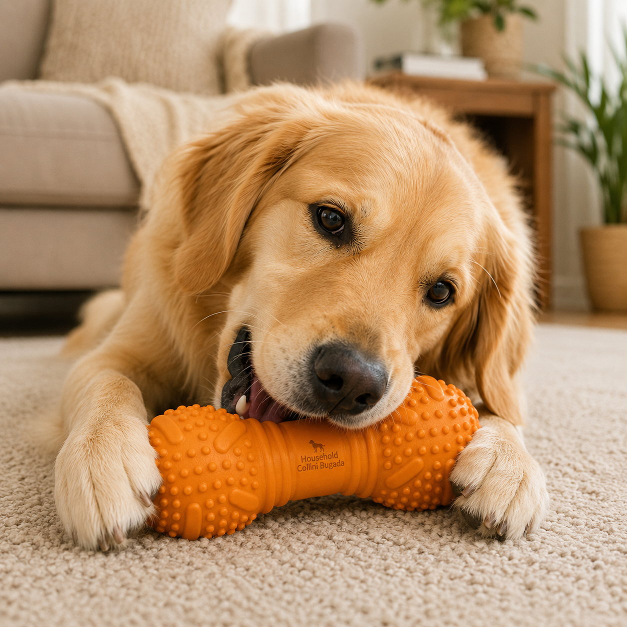 Household Collini Bugada Textured Dumbbell Dog Chew Toy – Durable Interactive Rubber Toy for Dogs - Image 5